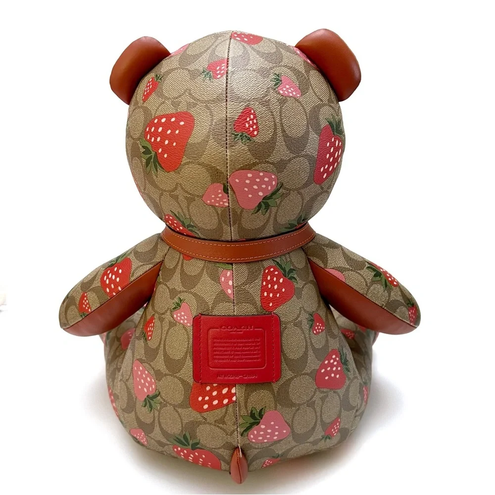 Coach Collectible Teddy Bear Logo Signature Canvas Wild Strawberry Print 16” NEW - Picture 3 of 13